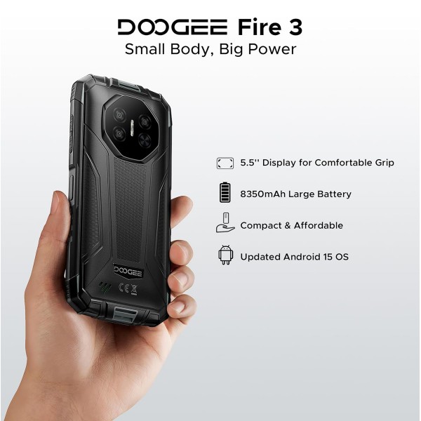DOOGEE smartphone Fire 3, 5.5", 3/64GB, 8350mAh, IP68/IP69K/MIL-STD-810H, μαύρο - Σύγκριση Προϊόντων
