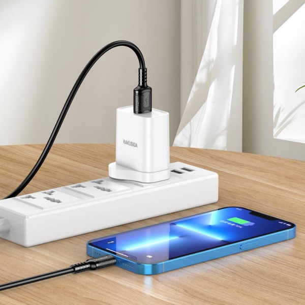 KAKUSIGA καλώδιο Lightning σε USB KSC-984, σιλικόνης, 3Α, 480Mbps, 1m, μαύρο - USB