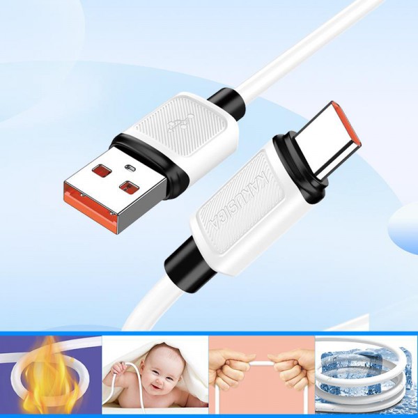 KAKUSIGA καλώδιο USB-C σε USB KSC-998, σιλικόνης, 5A, 480Mbps, 1m, λευκό - KAKUSIGA