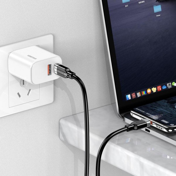 KAKUSIGA καλώδιο USB-C σε USB-C KSC-995, σιλικόνης, 100W, 480Mbps, 1m, λευκό - USB-C (Type-C)