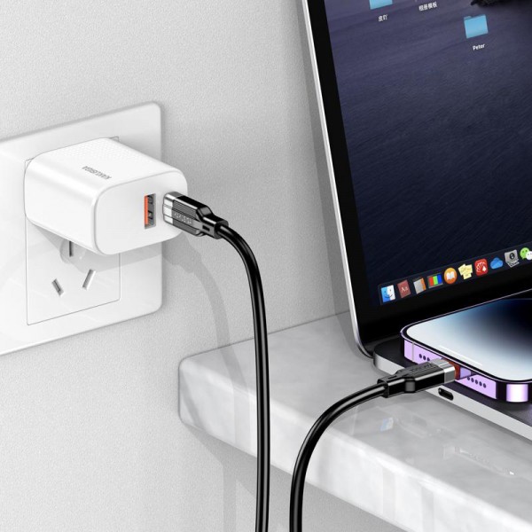 KAKUSIGA καλώδιο Lightning σε USB-C KSC-995, σιλικόνης, 30W, 480Mbps, 1m, λευκό - USB-C (Type-C)