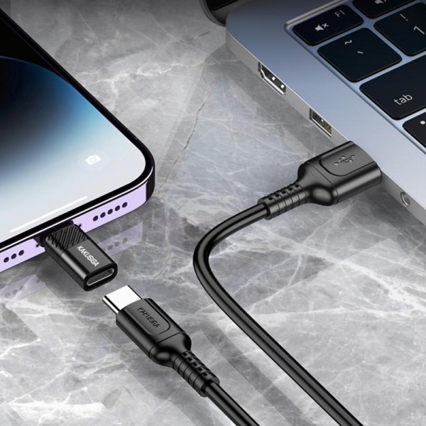 KAKUSIGA αντάπτορας Lightning σε USB-C KSC-1408, 480Mbps, 2A, μαύρος - USB-C (Type-C)