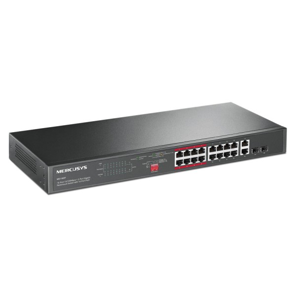 MERCUSYS rackmount switch MS118CP, 16x 10/100Mbps PoE+ & 2x Gigabit θύρες, UN/1.0