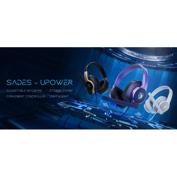 SADES gaming headset UPOWER, 3.5mm σύνδεση, 40mm, γκρι