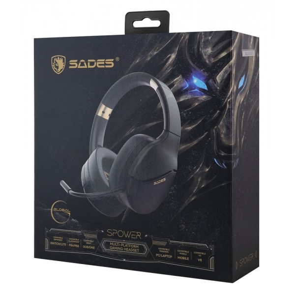 SADES gaming headset SPOWER, 3.5mm σύνδεση, 40mm, multi-platform, μαύρο/πράσινο