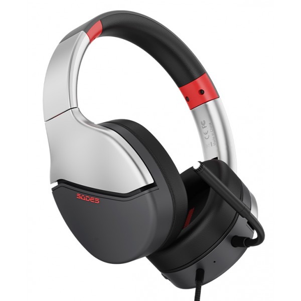 SADES gaming headset SPOWER, 3.5mm σύνδεση, 40mm, multi-platform, ασημί