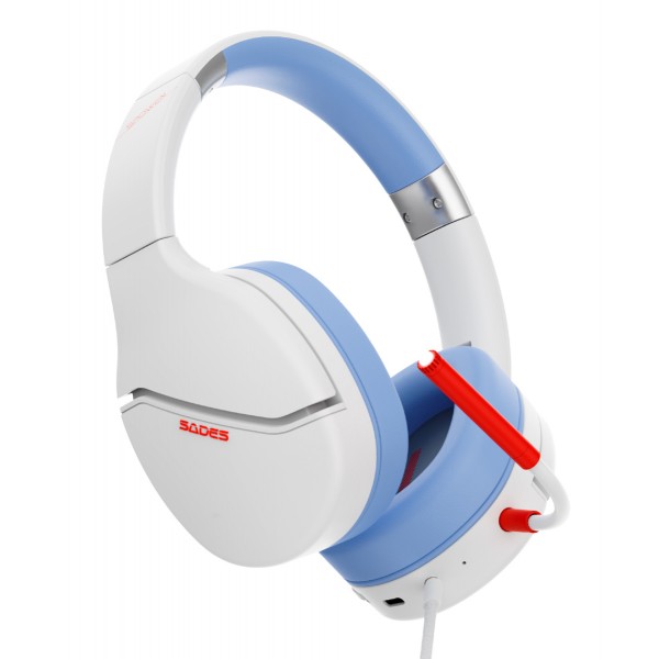 SADES gaming headset SPOWER, 3.5mm σύνδεση, 40mm, multi-platform, λευκό
