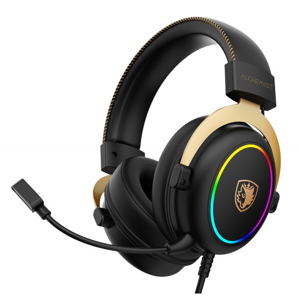 SADES gaming headset Alchemist, USB σύνδεση, 50mm, V7.1 surround, ENC, RGB, multi-platform, μαύρο - Ακουστικά για PC