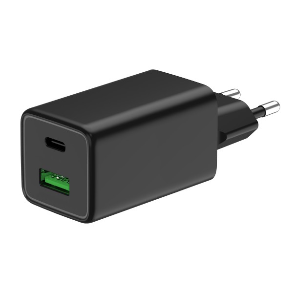 POWERTECH φορτιστής τοίχου PT-1501, USB/USB-C, 65W, GaN, μαύρος - Φορτιστές Κινητών