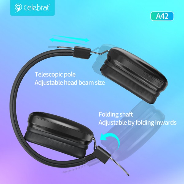 CELEBRAT headphones A42, ασύρματα & ενσύρματα, 40mm, 300mAh, μαύρα - Ακουστικά - Bluetooth