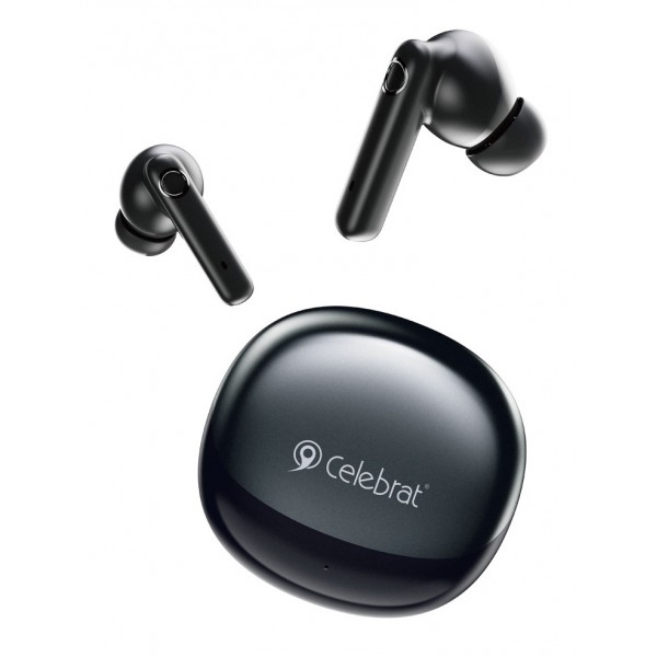 CELEBRAT earphones με θήκη φόρτισης W71, True Wireless, 10mm, 30/200mAh, μαύρα - Ακουστικά - Bluetooth