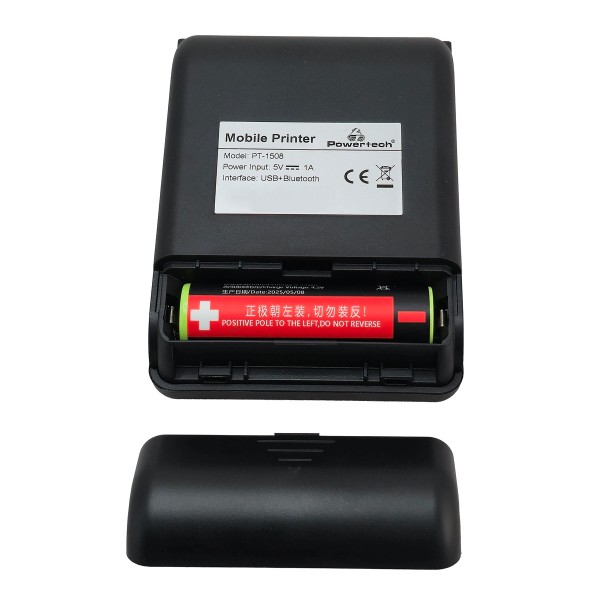 POWERTECH φορητός θερμικός εκτυπωτής αποδείξεων PT-1508, USB-C/Bluetooth, μαύρος