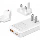 POWERTECH φορτιστής τοίχου PT-1532, EU/UK/CN βύσμα, USB/USB-C, 65W, GaN, λευκός