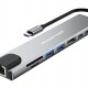 POWERTECH docking station PT-1536, 8 θυρών, USB-C σύνδεση, 87W PD, 100Mbps, γκρι