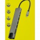 POWERTECH docking station PT-1536, 8 θυρών, USB-C σύνδεση, 87W PD, 100Mbps, γκρι