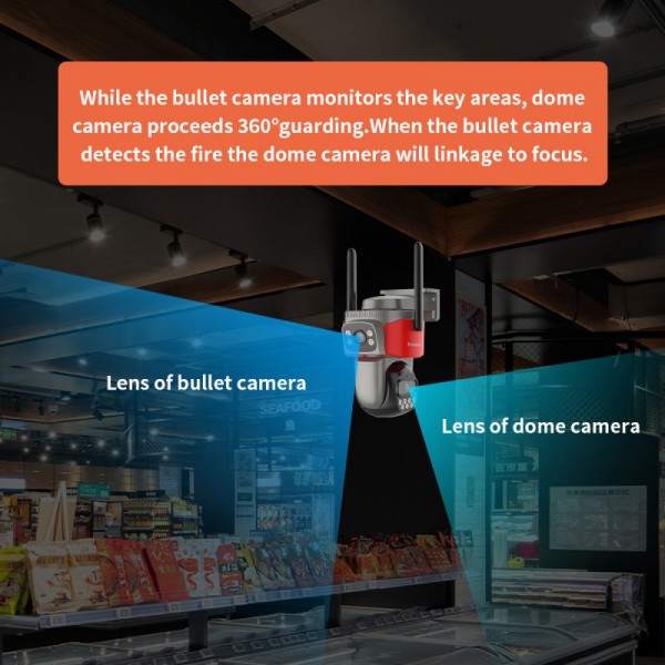 VSTARCAM smart κάμερα AF621DR, dual lens, αναγνώριση φωτιάς & καπνού, 2MP, WiFi, SD, PTZ, IP66