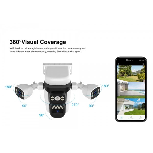 VSTARCAM smart ηλιακή κάμερα BG621SR, triple lens, 2MP, 4G, SD, PTZ, IP66