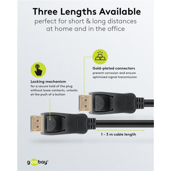 GOOBAY καλώδιο DisplayPort 74778, VESA Certified, 8K/60Hz, 32.4 Gbps, 2m, μαύρο