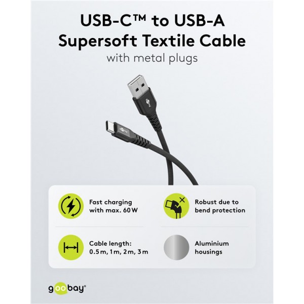 GOOBAY καλώδιο USB-C σε USB 74527, 60W, 480Mbps, 2m, μαύρο