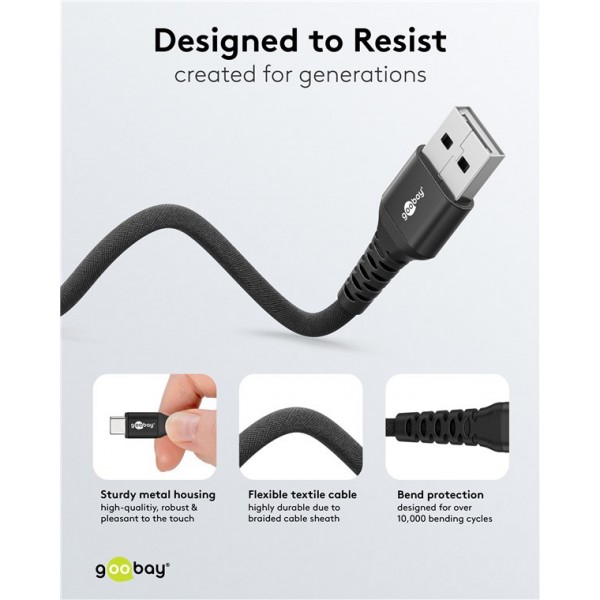 GOOBAY καλώδιο USB-C σε USB 74527, 60W, 480Mbps, 2m, μαύρο