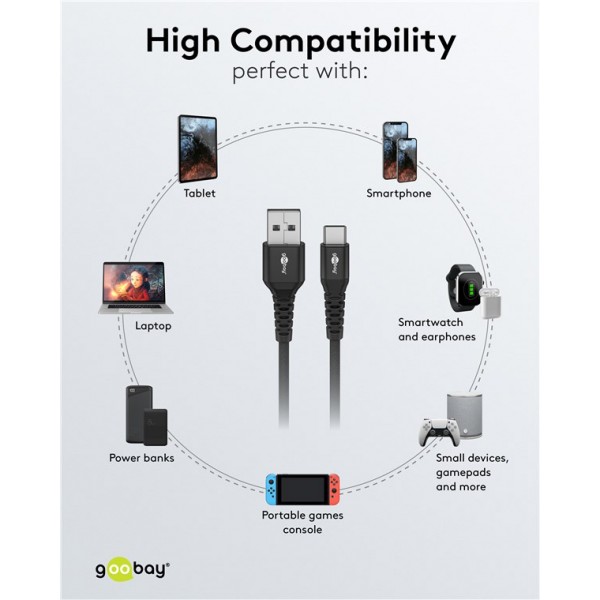 GOOBAY καλώδιο USB-C σε USB 74527, 60W, 480Mbps, 2m, μαύρο