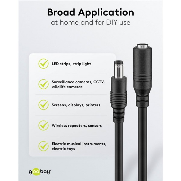 GOOBAY καλώδιο προέκτασης τροφοδοσίας 71401, 5.5x2.5mm, 3m, μαύρο