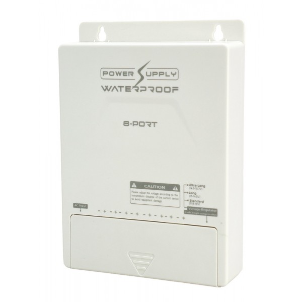 FOLKSAFE τροφοδοτικό συστημάτων CCTV FS-DC120805W, 8 εξόδων, 12V/5A, αδιάβροχο IP65 - FOLKSAFE