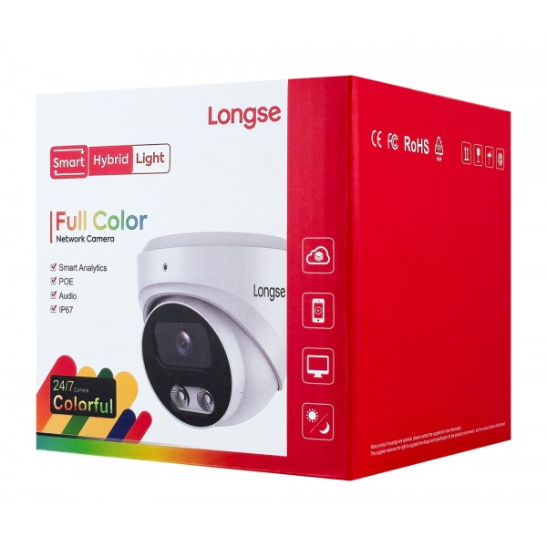 LONGSE IP κάμερα CMSB-2FCV2RC-28PMTF με μικρόφωνο, 2MP, 2.8mm, αδιάβροχη IP67, PoE