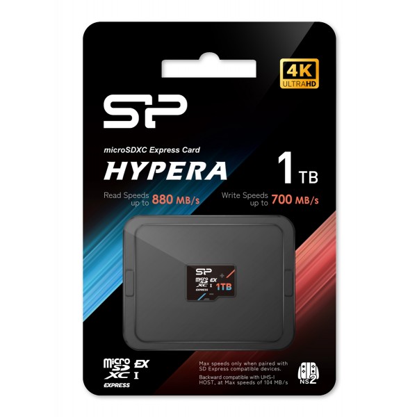 SILICON POWER κάρτα μνήμης microSDXC Express Hypera, 1TB, PCIe Gen 3x1, C10 UHS-I U3 A1 V30