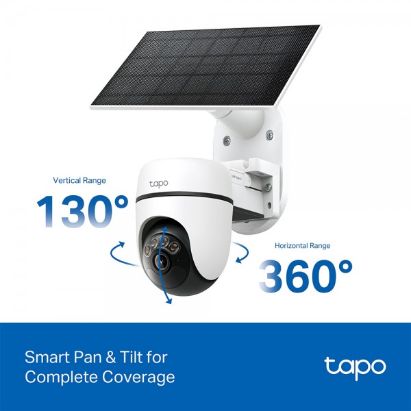 TP-LINK smart ηλιακή κάμερα Tapo C610 KIT, 2K/3MP, WiFi, PTZ, SD, IP65, EU/1.0