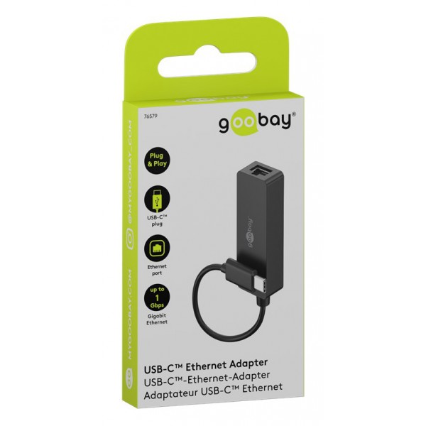 GOOBAY αντάπτορας δικτύου 76579, USB-C, 1000Mbps Ethernet, μαύρος
