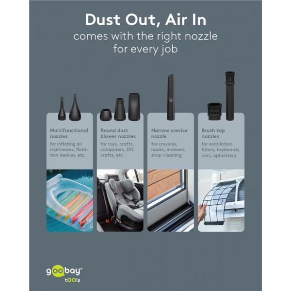 GOOBAY ηλεκτρικό air duster 77830, 100W, 6000mAh, μαύρο