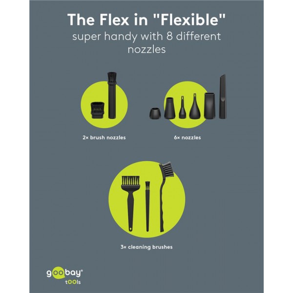 GOOBAY ηλεκτρικό air duster 77831 με φακό, 180W, 6000mAh, μαύρο