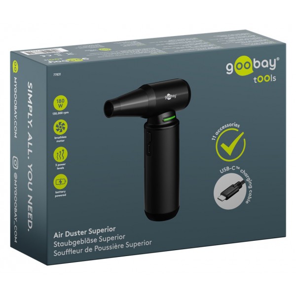 GOOBAY ηλεκτρικό air duster 77831 με φακό, 180W, 6000mAh, μαύρο