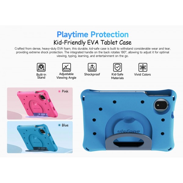 ULEFONE tablet Tab A9 Pro Kids, 8.68", 4/128GB, 4G, Android 15, 5040mAh, ροζ