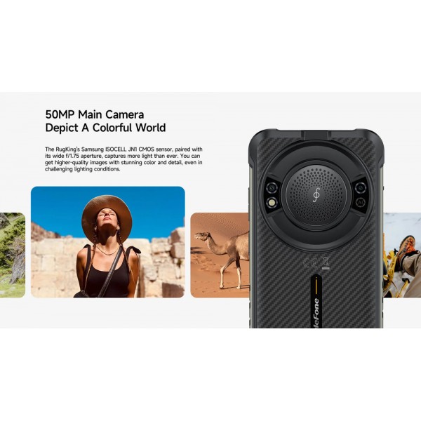 ULEFONE smartphone RugKing με ηχείο 3.5W, 5.99", 8/256GB, 9600mAh, IP68/IP69K, μαύρο