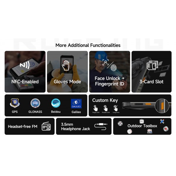 ULEFONE smartphone RugKing με ηχείο 3.5W, 5.99", 8/256GB, 9600mAh, IP68/IP69K, μαύρο