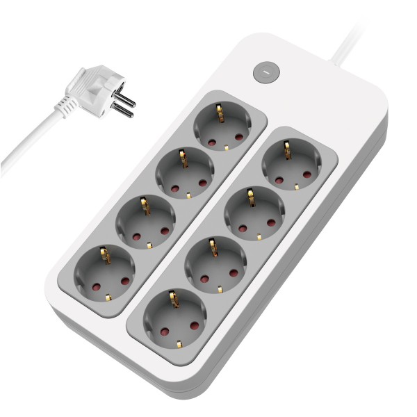 POWERTECH πολύπριζο ασφαλείας PT-1534, 8 θέσεων, 16A, 1.5m, λευκό - Πολύπριζα Ρεύματος