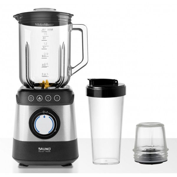 BRUNO Μπλέντερ 3 σε 1 προηγμένων λειτουργιών, BRN-0254, 1500W, 1.8L γυάλινη κανάτα, 6 λεπίδες, inox-μαύρο - Σύγκριση Προϊόντων