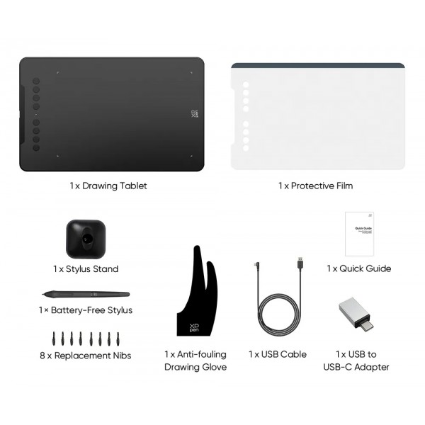 XP-PEN ταμπλέτα σχεδίασης με γραφίδα Deco 01 V3, 254x158.7mm, μαύρο