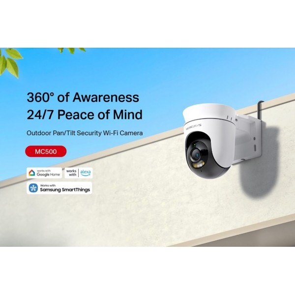 MERCUSYS smart κάμερα MC500, 1080p, WiFi, PTZ, SD, IP65, EU/1.0 - Συστήματα Ασφαλείας