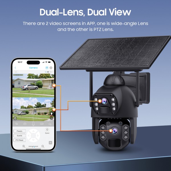 SECTEC smart ηλιακή κάμερα ST-536-6MAOV-4G-EU, dual lens, 3MP, 4G, SD, PTZ, IP66