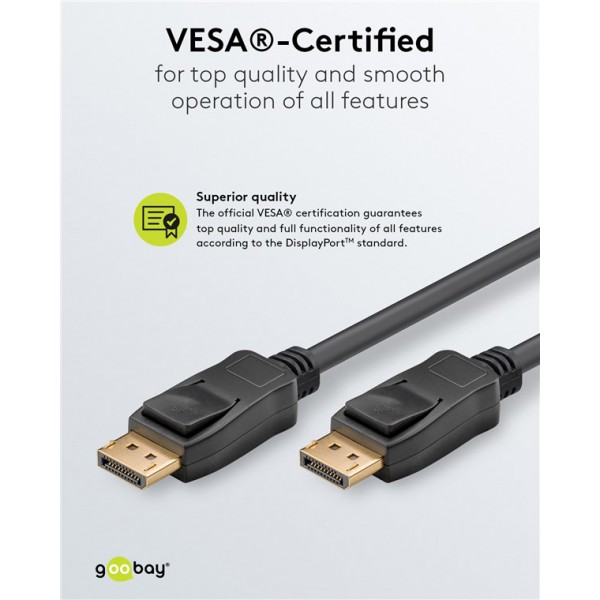 GOOBAY καλώδιο DisplayPort 74777, VESA Certified, 8K/60Hz, 32.4 Gbps, 1m, μαύρο