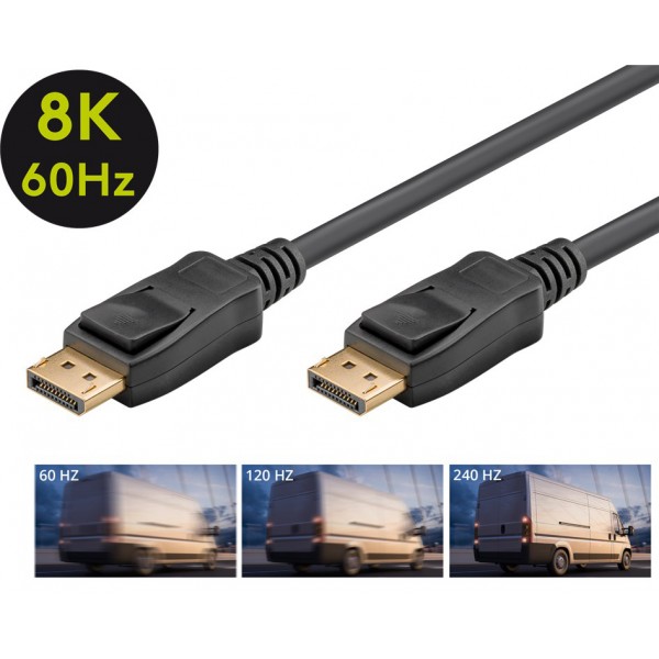 GOOBAY καλώδιο DisplayPort 74777, VESA Certified, 8K/60Hz, 32.4 Gbps, 1m, μαύρο