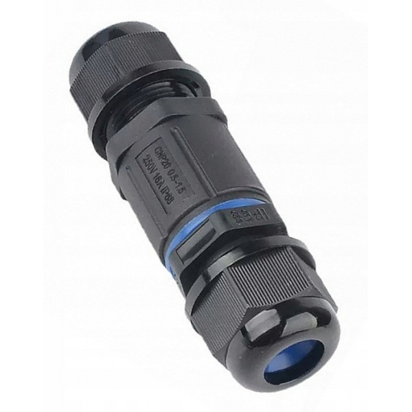 POWERTECH αδιάβροχος σύνδεσμος καλωδίων τροφοδοσίας TOOL-0112, 3pin, IP68, μαύρος - Service & Εργαλεία