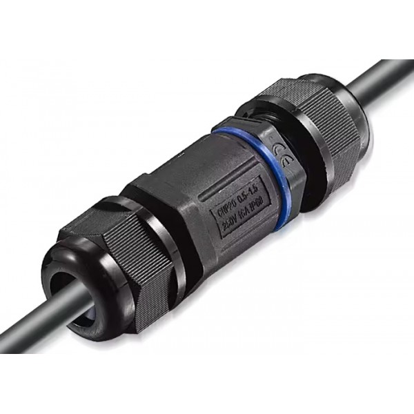 POWERTECH αδιάβροχος σύνδεσμος καλωδίων τροφοδοσίας TOOL-0112, 3pin, IP68, μαύρος - Service & Εργαλεία