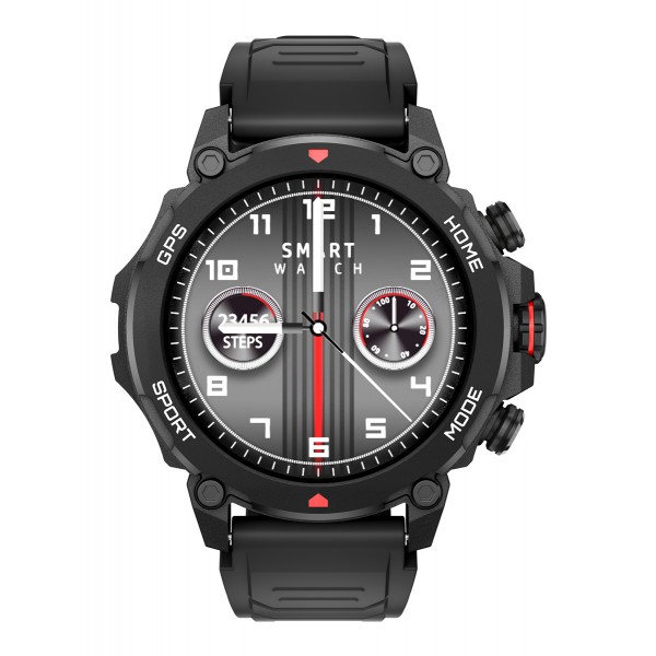 INTIME smartwatch G6 με 2x λουράκια, heart rate, 1.43" AMOLED, GPS, 5ATM, μαύρο