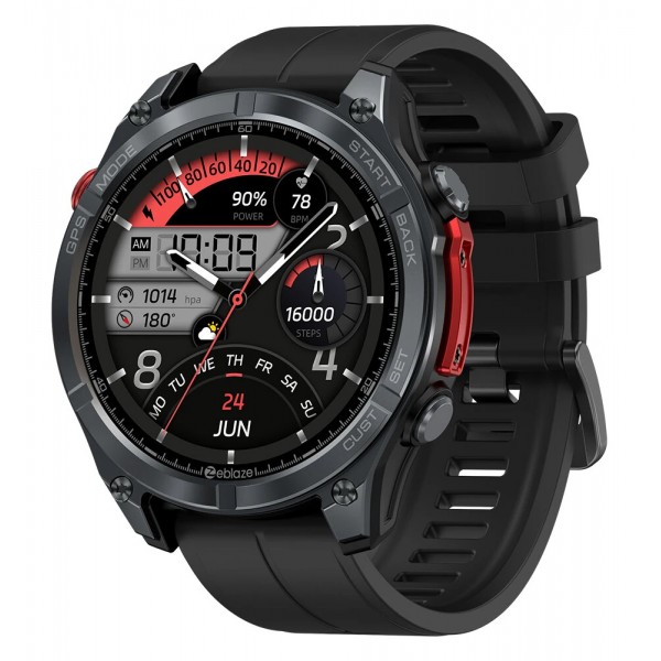 ZEBLAZE smartwatch Stratos 4 με φακό, heart rate, 1.43" AMOLED, GPS, 5 ΑΤΜ, MIL-STD-810H, μαύρο - Smartwatches