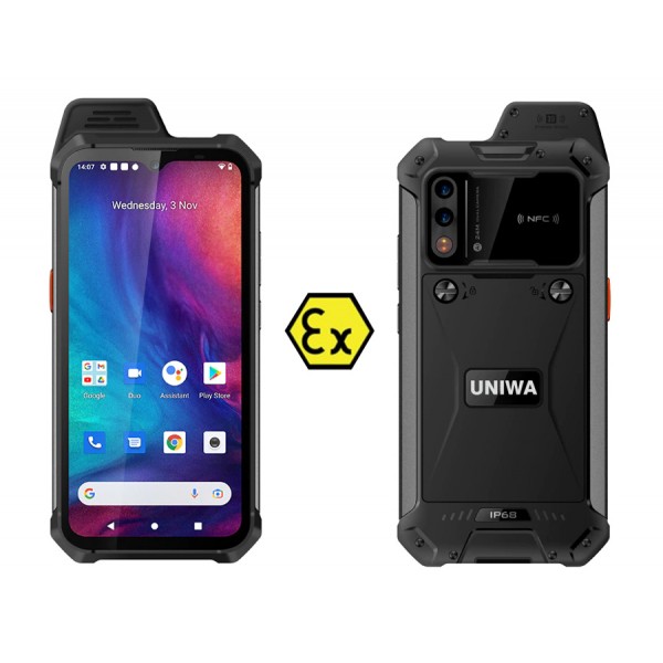 UNIWA smartphone W888, 6.3" HD+, 4/64GB, ηχείο 2W, Atex Zone 2, IP68, μαύρο - UNIWA