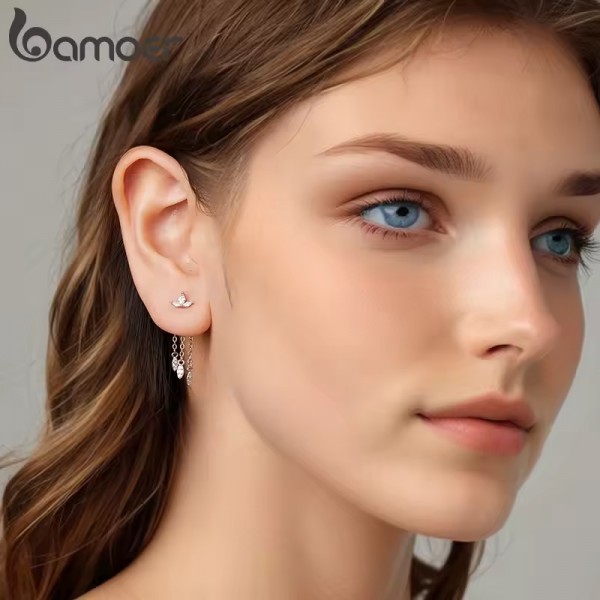 BAMOER σκουλαρίκια καρφωτά BSE1240 με κυβική ζιρκόνια, ασήμι 925, ασήμι - Προσωπική Φροντίδα